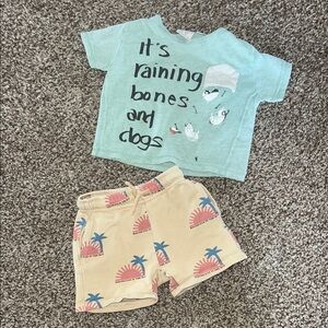Zara Kids Baby Graphic Tee and Shorts Set